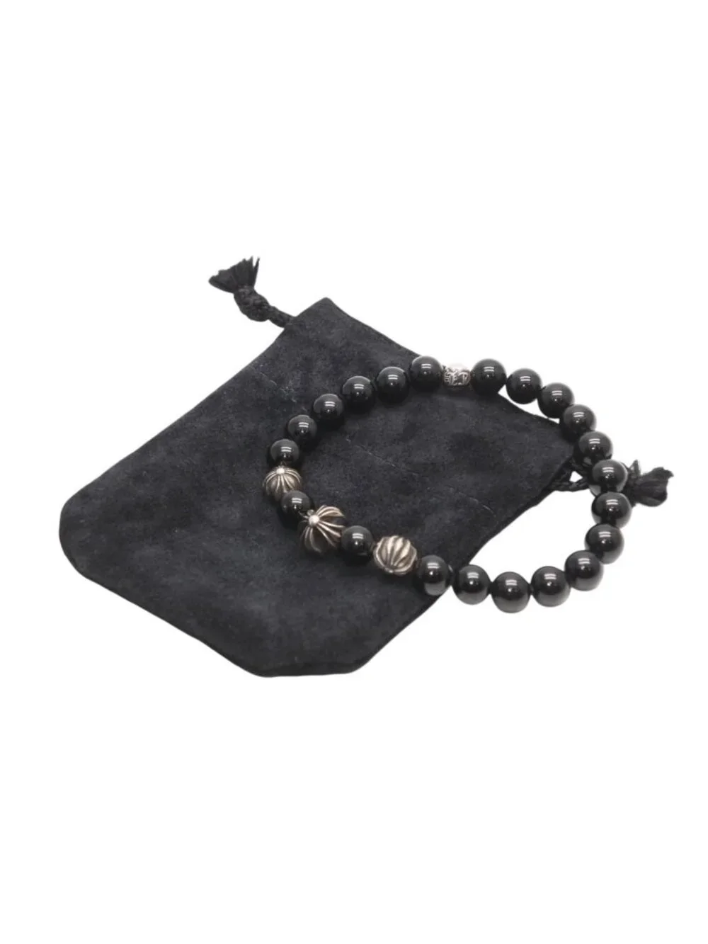 Chrome Hearts 8 Bead Bracelet Onyx 925 Sterling Silver